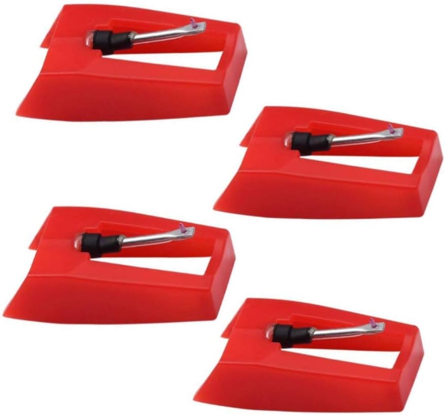 4 Pack Ruby Record Player Needle Turntable Stylus Replacement for ION Red