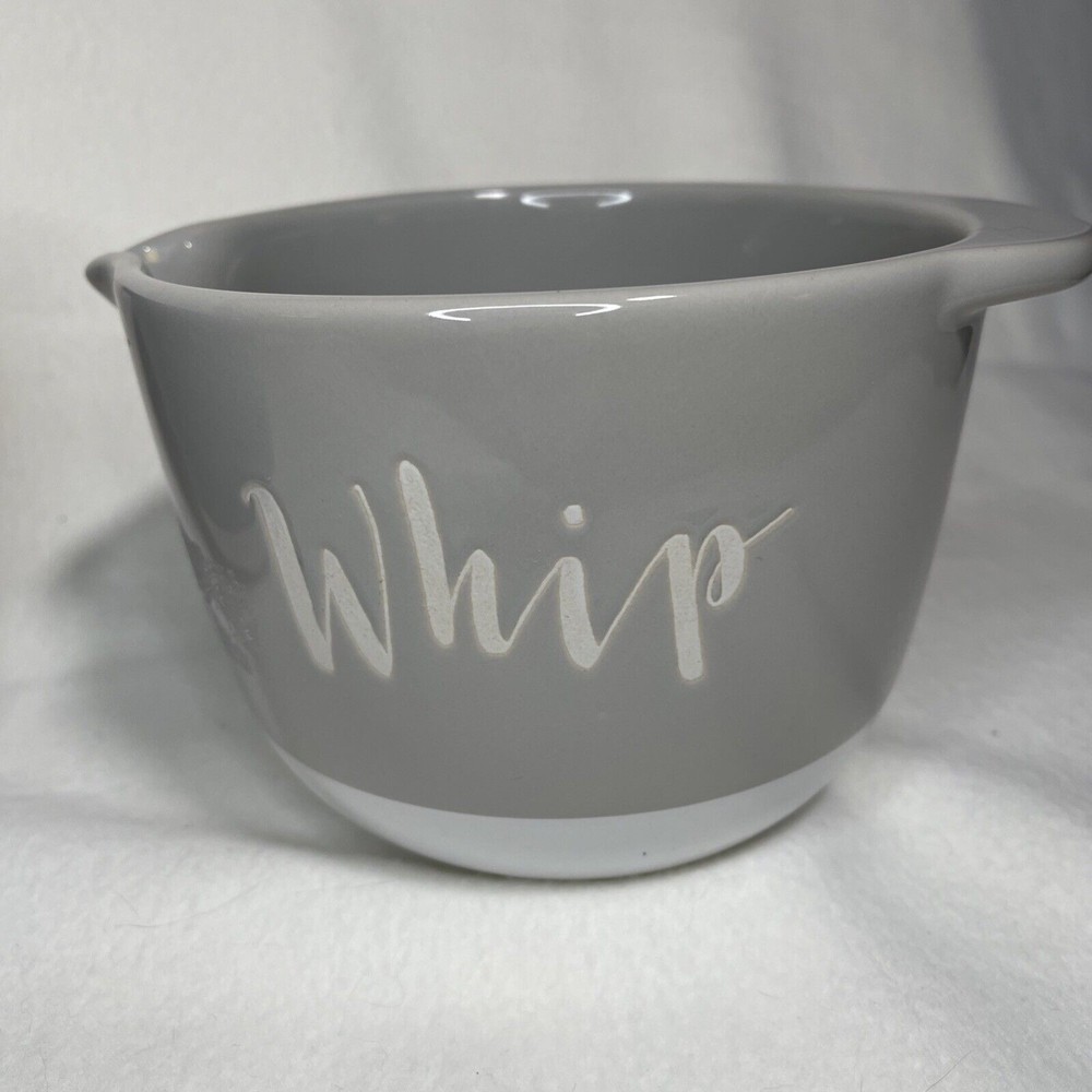 Symphony Stoneware Nesting Mixing Bowls Pottery Set 2 Blue/ White, Tan/ White