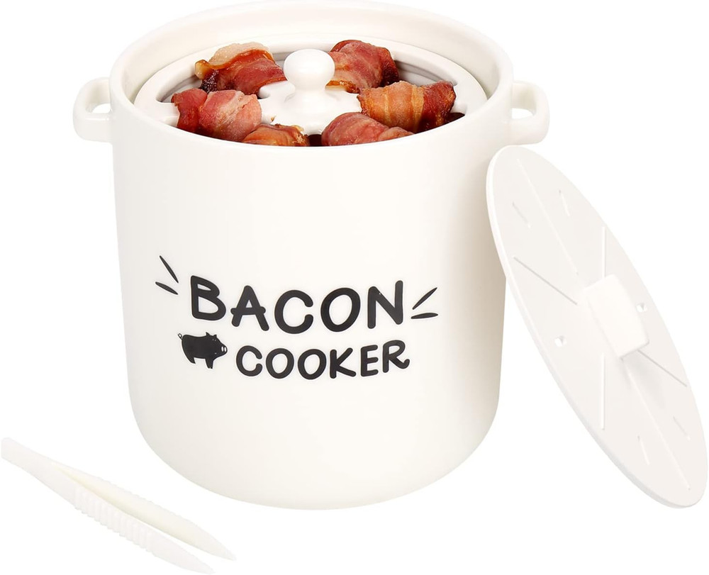 Ceramic Bacon Cooker For Microwave Oven Splatter Proof Design Microwave Bacon