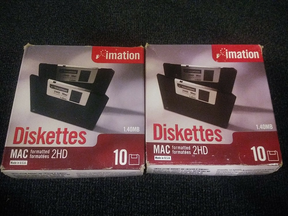 IMATION DISKETTES 10 PACK x2 (20) MAC FORMATTED 1.4 MB 2HD - NEW IN PACKAGE