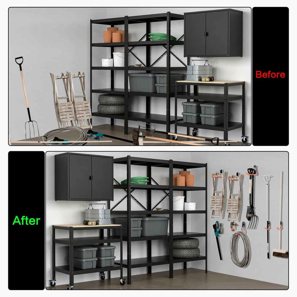 12 Pack Garage Tool Organizer Wall Mount Hooks Adjust Storage Holders Garden