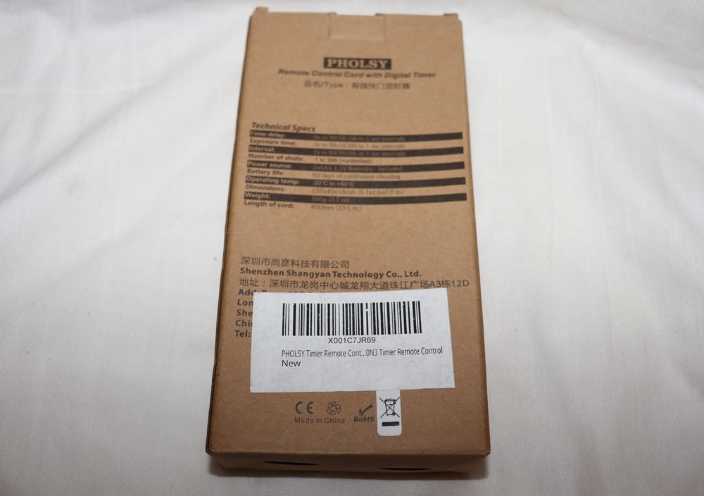 Pholsy Remote Control Cord w/ Digital Timer & Instructions - New Open Box - EXC