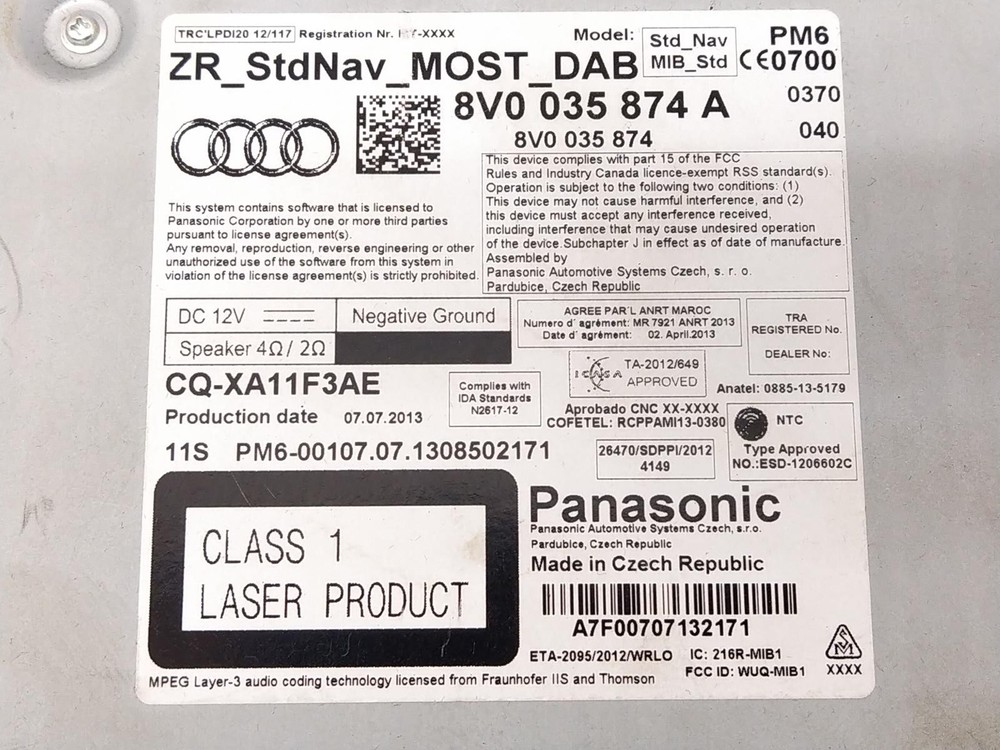 Audi A3 sat nav multimedia disc drive head unit 8V0035874A Mk3 8V 2013