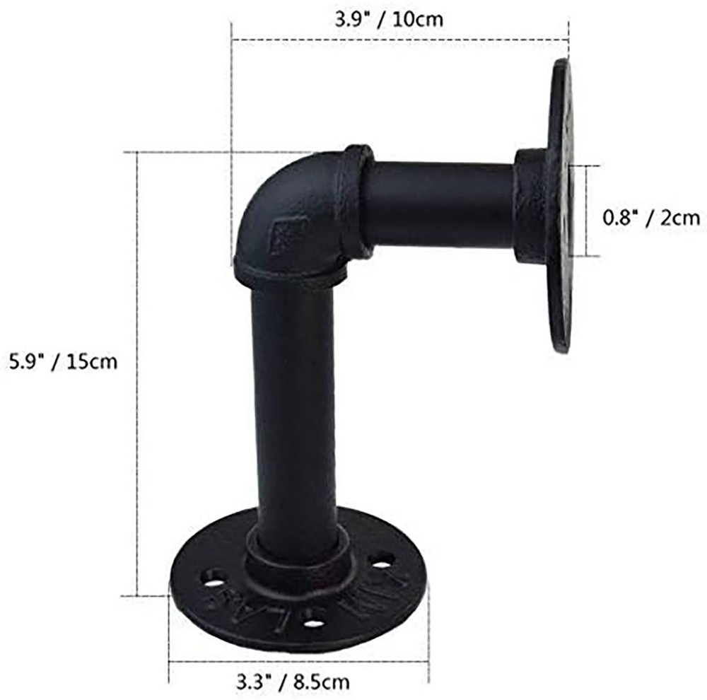 4 Pack Industrial Black Iron Pipe Shelf Brackets Wall Mount Elbow Style