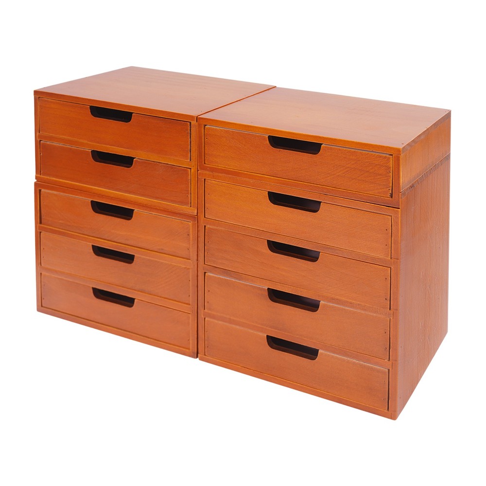 4 Wood Stackable Drawer Cabinet Desktop Storage Cabinet Desk Storage Organizer