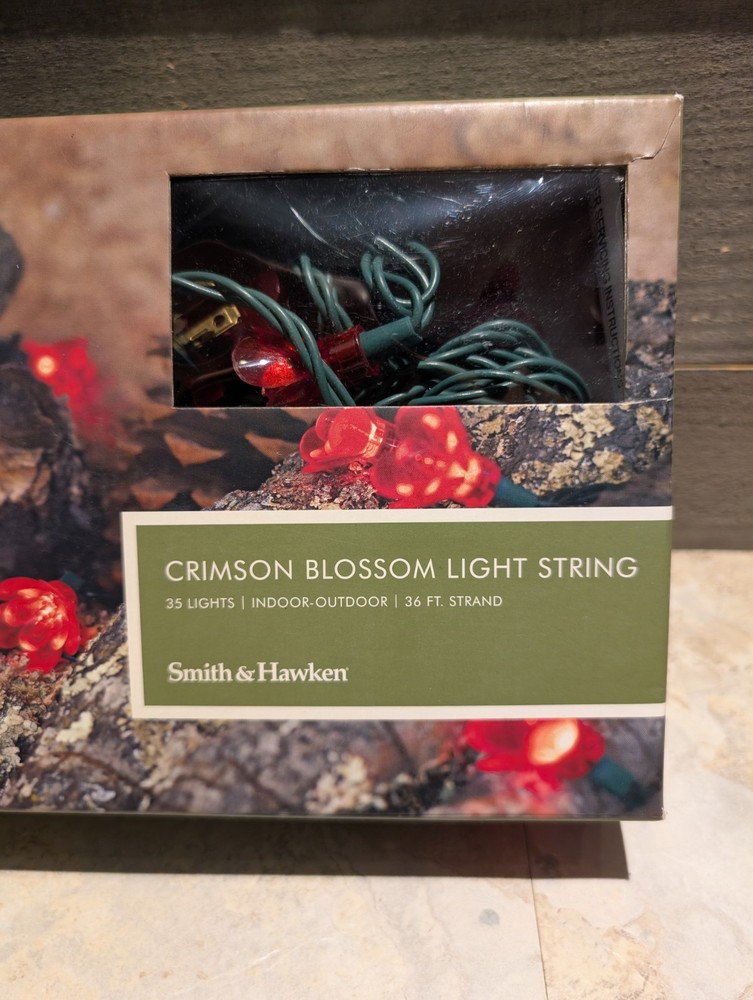 Smith & Hawken Crimson Blossom Light String 35 Lights Indoor Outdoor Tested Work