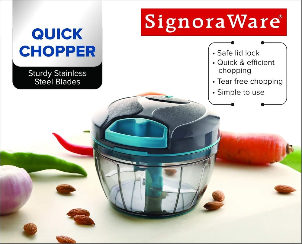 Manual Food Processor Portable EasyPull Hand String Stainless Steel Food Chopper