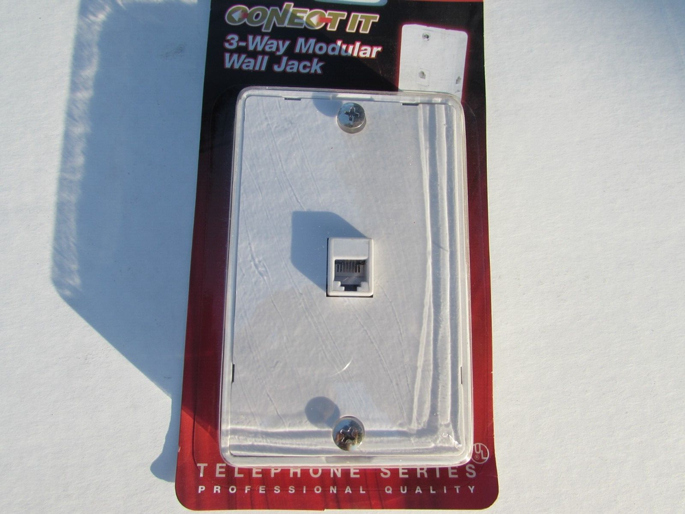 3 WAY Modular Surface Mount Phone Jack Wall Plate Flush Home Telephone, white