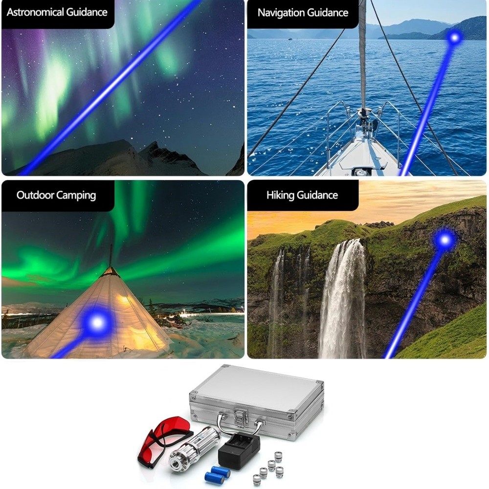 10W Blue Burning Laser Pointer 450-n-m Adjustable Visible Beam Dot Light US