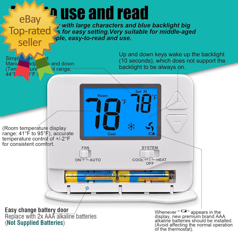 Non-Programmable Thermostats for Home 1 Heat/1 Cool Conventional
