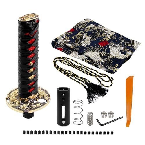 RYANSTAR Samurai Sword Automatic Shift Knob & 155MM (With Cover) Black/Red