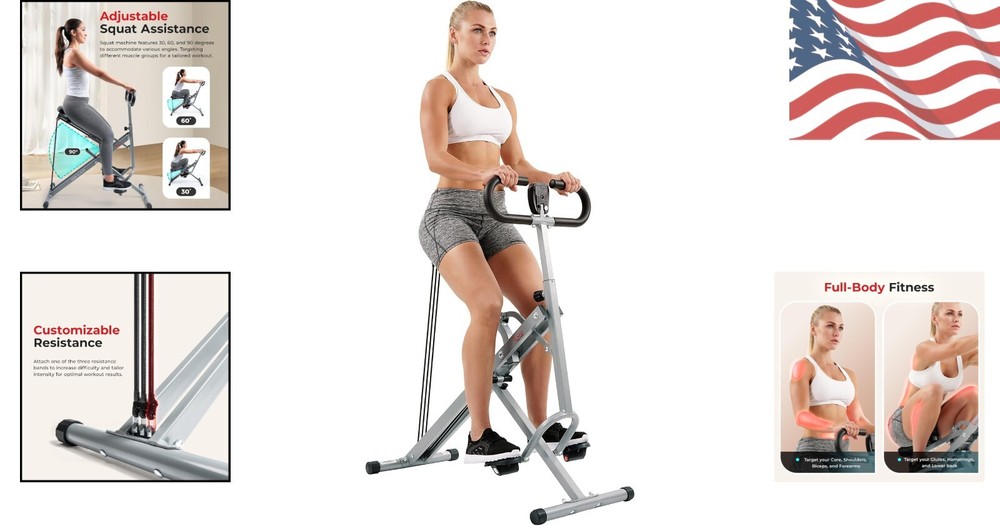 LCD Display Foldable Squat Trainer with Adjustable Bands - Home Fitness Solution