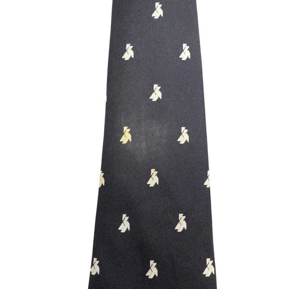 HERMES tie Hermes all over pattern fine black silk