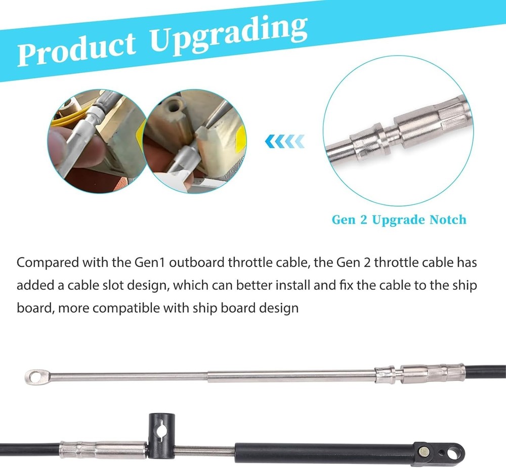 Replacement Throttle and Shift Cables for Marine Force Engines, 15ft 2-Pack
