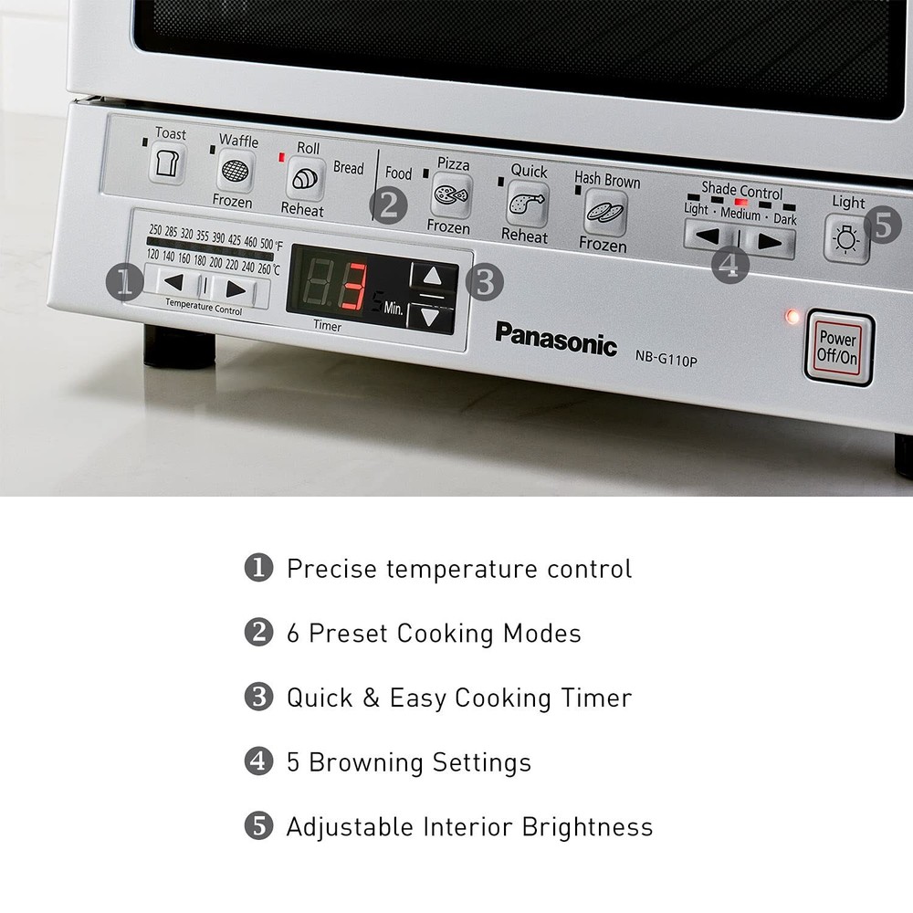 Panasonic FlashXpress Toaster Oven Compact Infrared Cooking Easy Clean Design