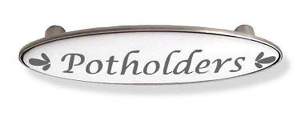 3" Pot Holders Drawer Pull Ceramic and Satin Nickel