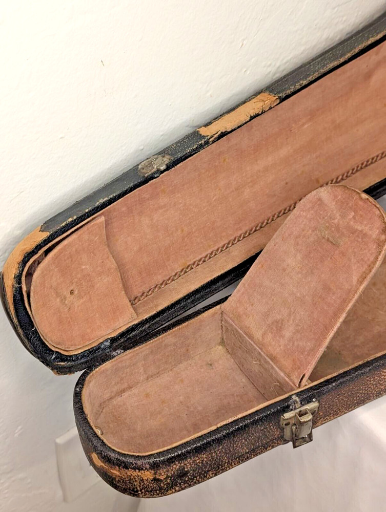 Antique Violin Case – 30.5", Leather Handle, Handcrafted