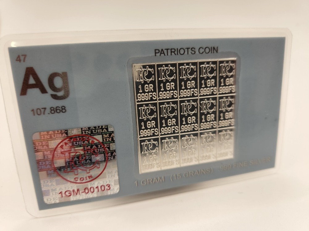 Mint 1 Gram Silver Bars .999 Silver Bars Pure Silver Bars