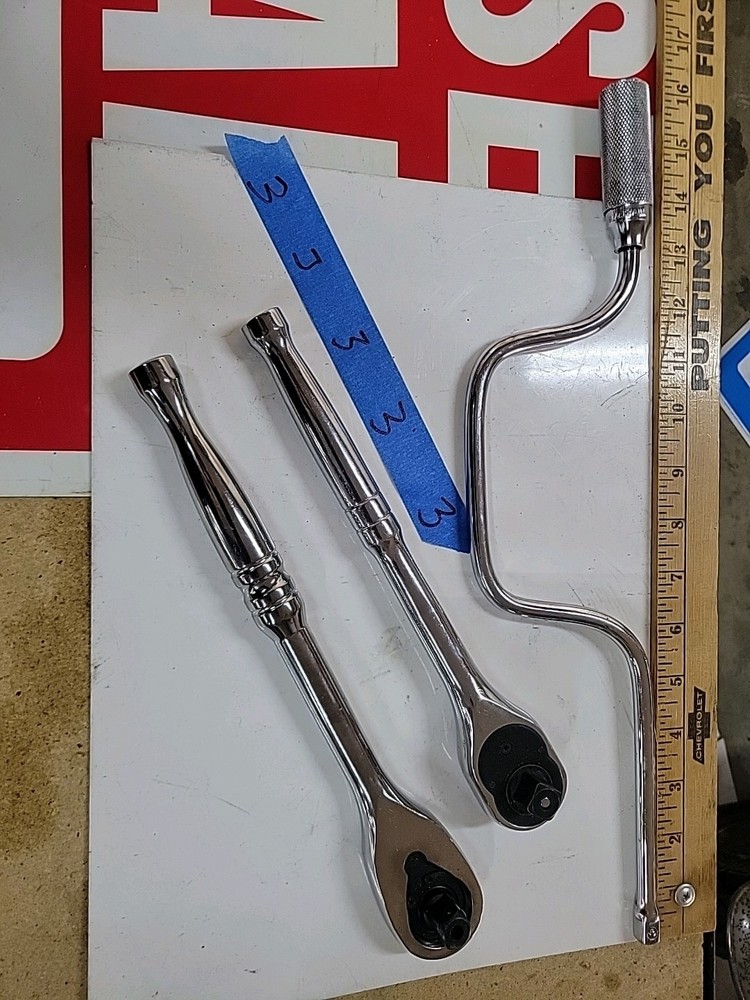 (3) Husky Tolfson Blackhawk Ratchets 1/2" 3/8" Chrome nice