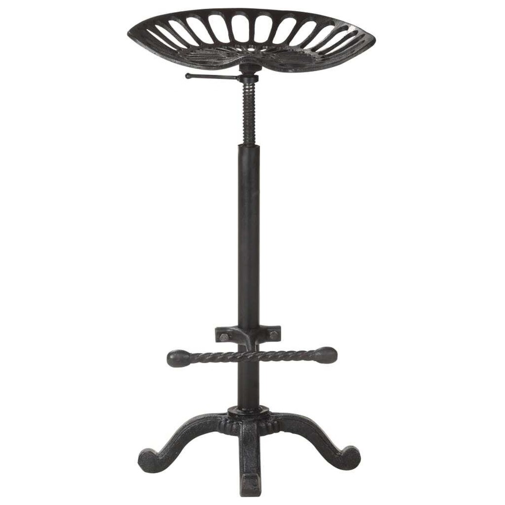 Bar Stool Black Cast Iron Counter Height Adjustable Retro