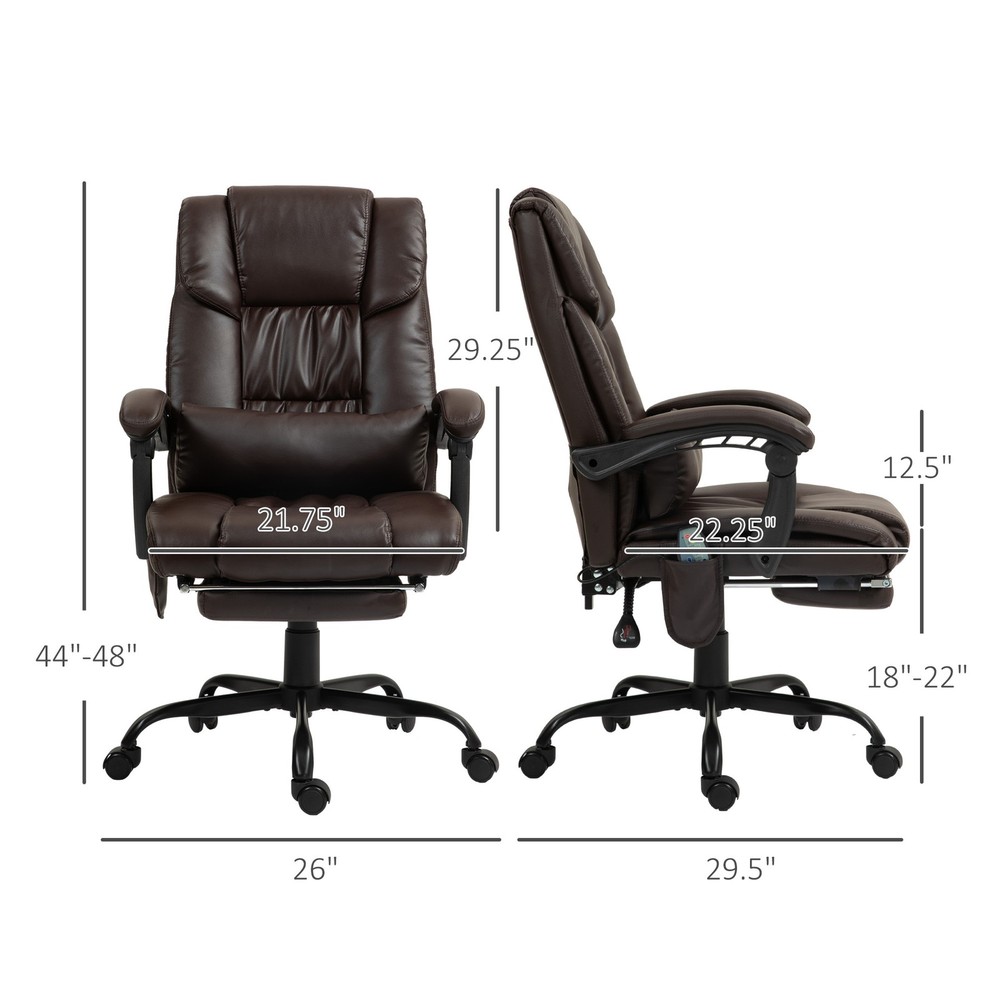 High Back Vibration Massage Office Chair with 6 Vibration Points, Brown
