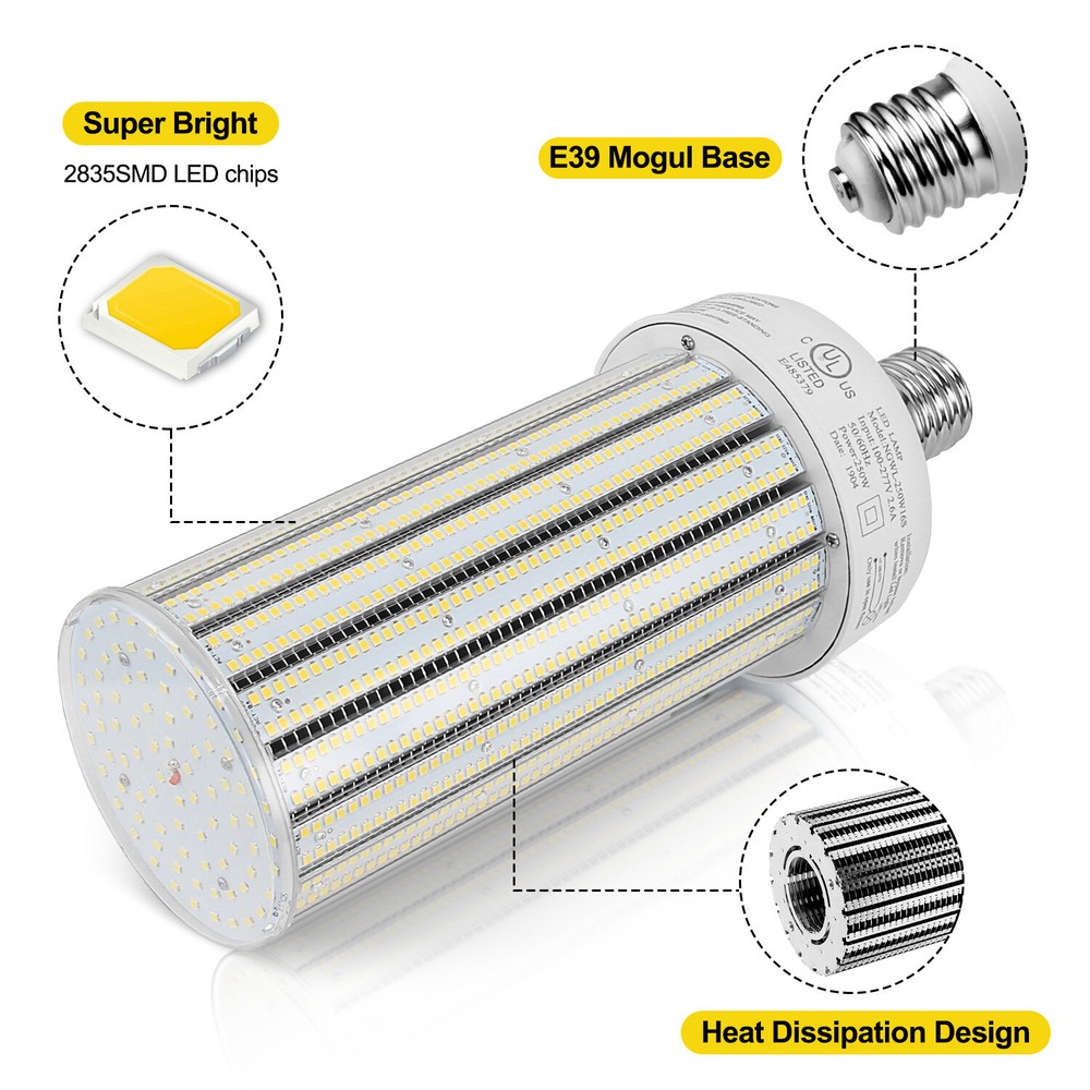 LED Corn Light Bulb 250W E39 Large Base Bulb,6000K Warehouse Industrial Lighting