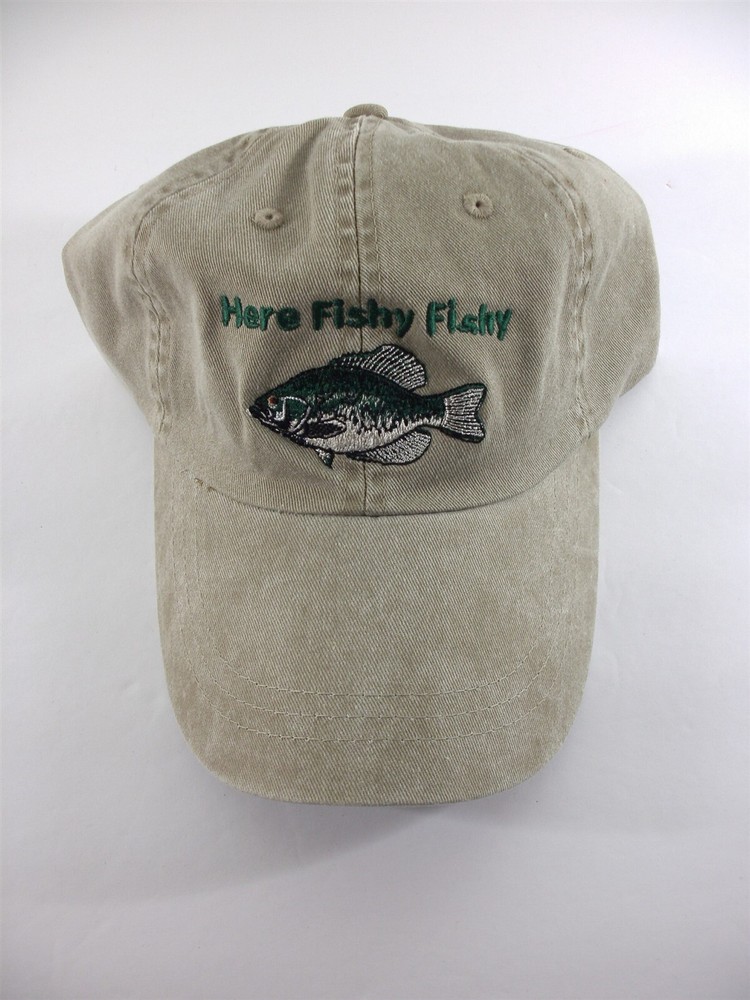 fishing cap - embroidered cotton Black Crappie Hat - adjustable cloth strap