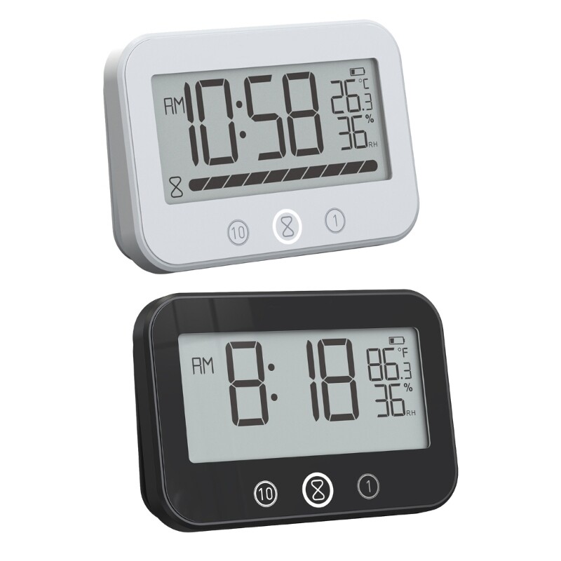 Multifunctional Bathroom Clock With Countdown Timer Temperature Display