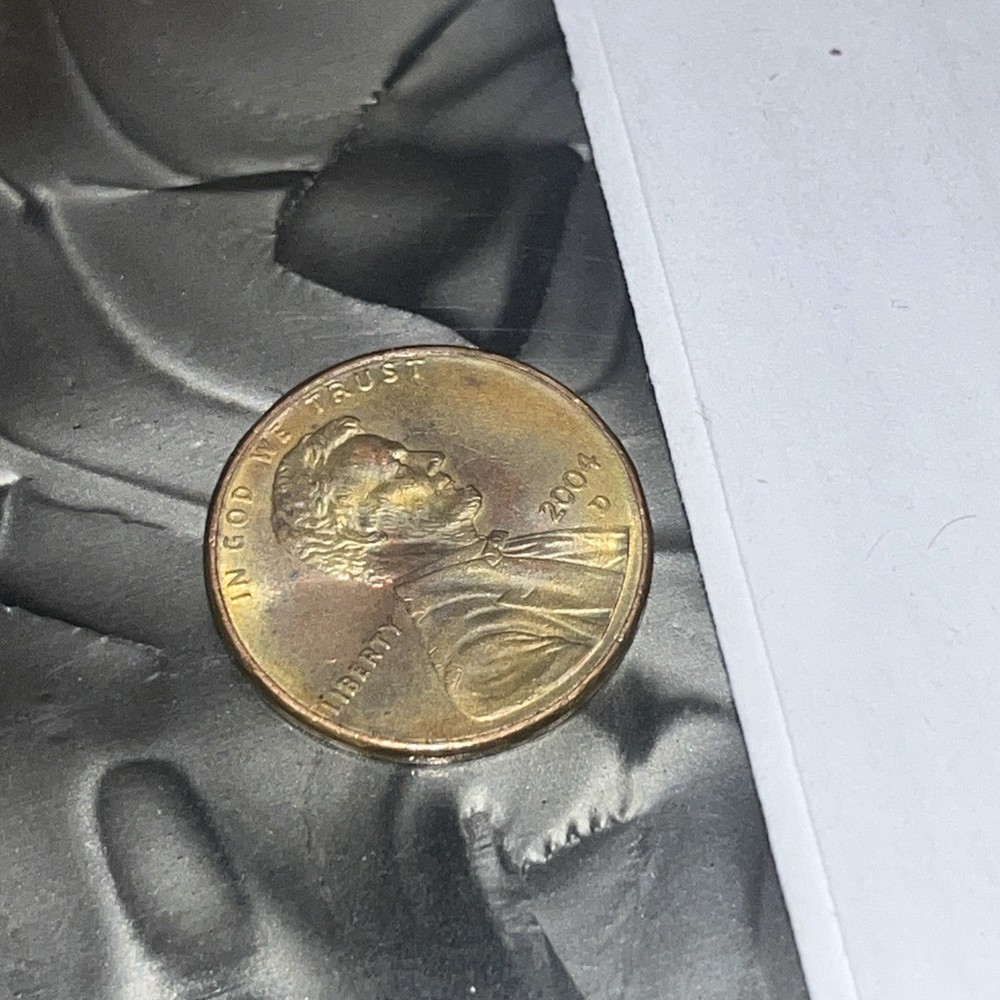 2004 D Lincoln Penny, Uncirculated Rainbow Toning Beautiful
