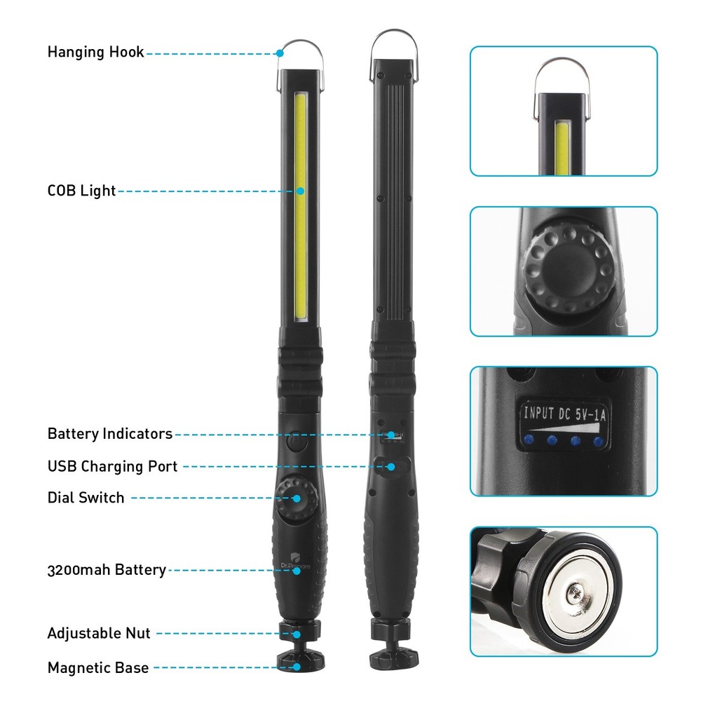 Dr. Prepare LED Work Light, 700 Lumens Rechargeable Work Light
