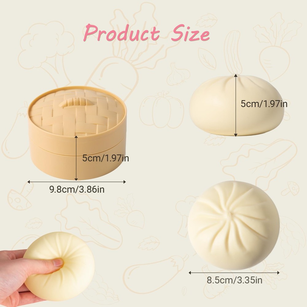 Dumpling Squishy, Mystery Squishy Box, Fidget Toys Large, White