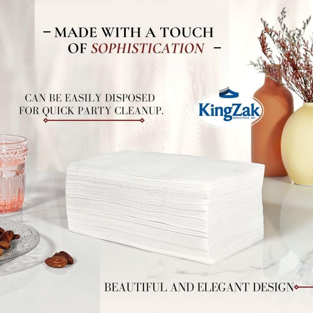 Premium White Napkins, 1/8 Fold Dinner Napkin, Super Value Pack 400 Count