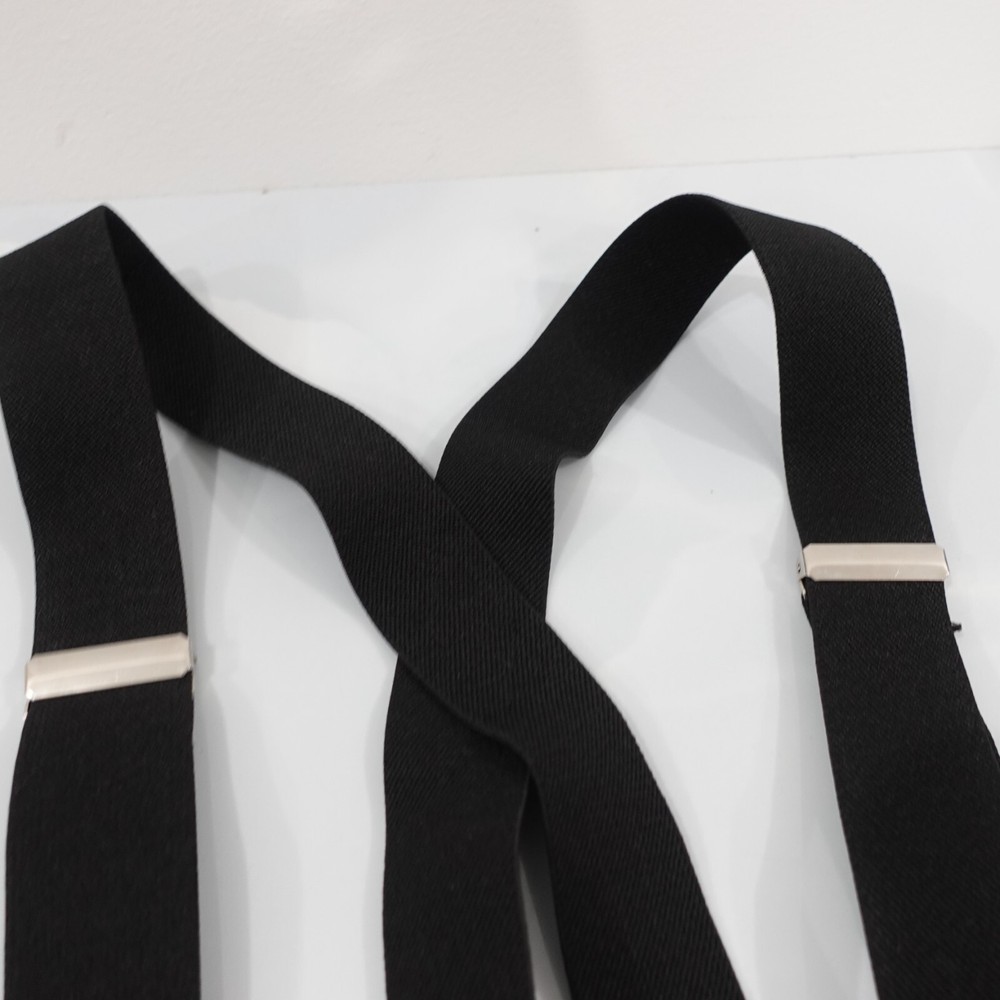 Suspender Junior Teens Black Clip On X Back Formal Adjustable Strap Stretch