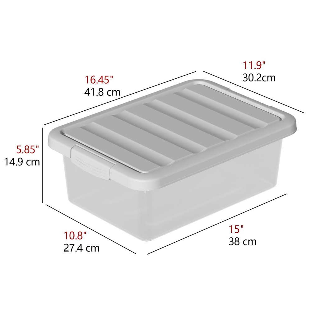 2 PCS Medium Storage Bin Lid 14 Quart Stackable Clear Organizing Box Latch