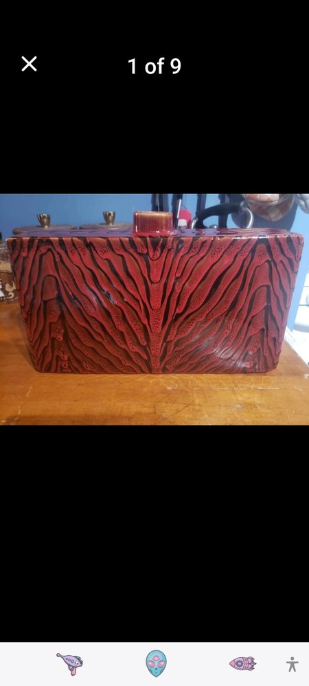 Art Van Container/Vase Red Ceramic