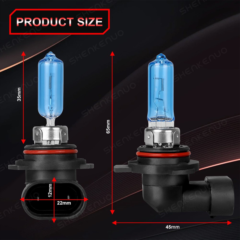 2x 9012/HIR2 Halogen 55W Low-Beam Headlight Bulbs Bright White Glass Replacement