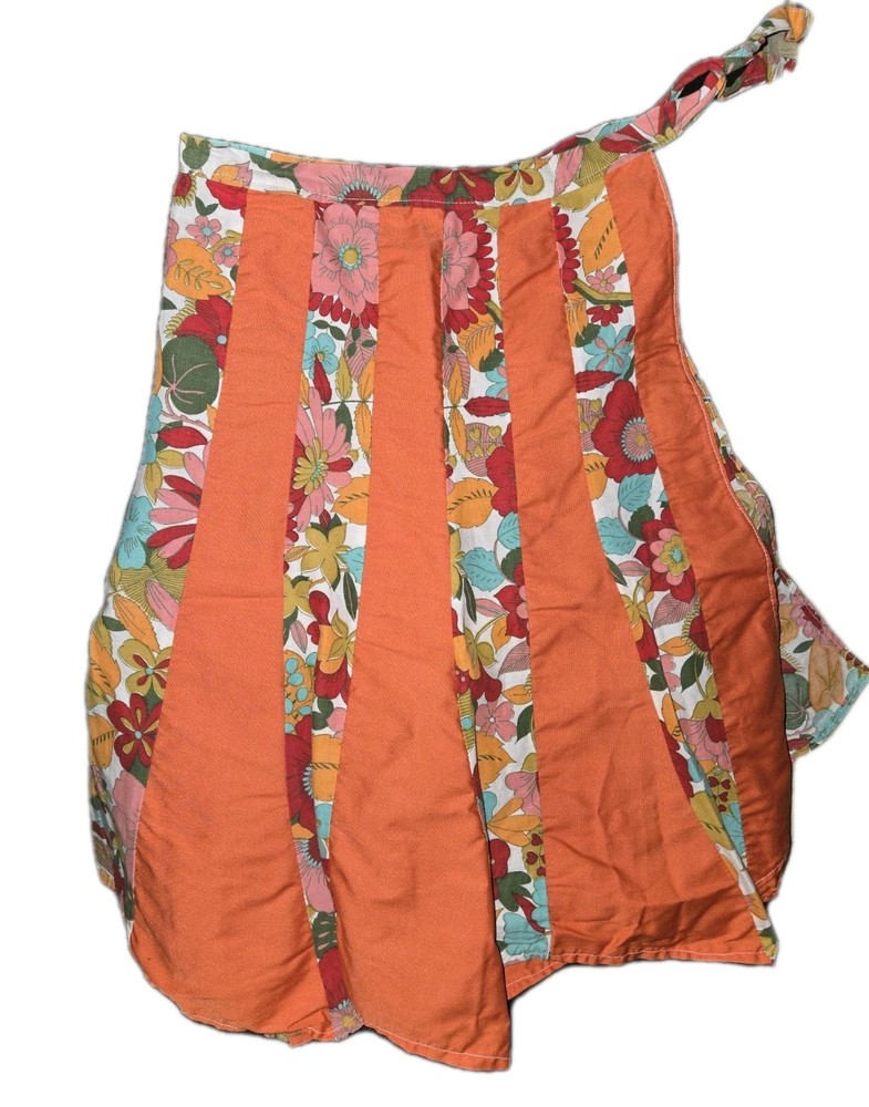 Handmade Floral Patchwork A-Line Apron in Orange.