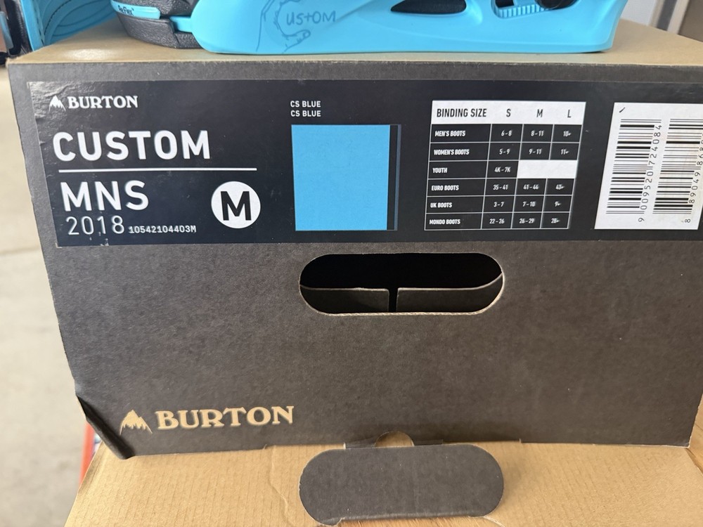 Burton Custom MNS 2018 Snowboard Bindings Blue Medium Adjustable Toe Ramp