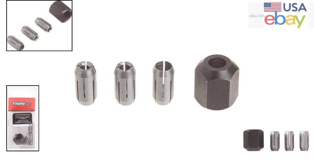 3-Piece Collet and Nut Kit for Drilling Machine, Compatible with Various Bits