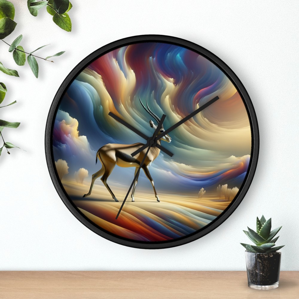 Home Decor Wall Clock Surreal Antelope in Dreamscape