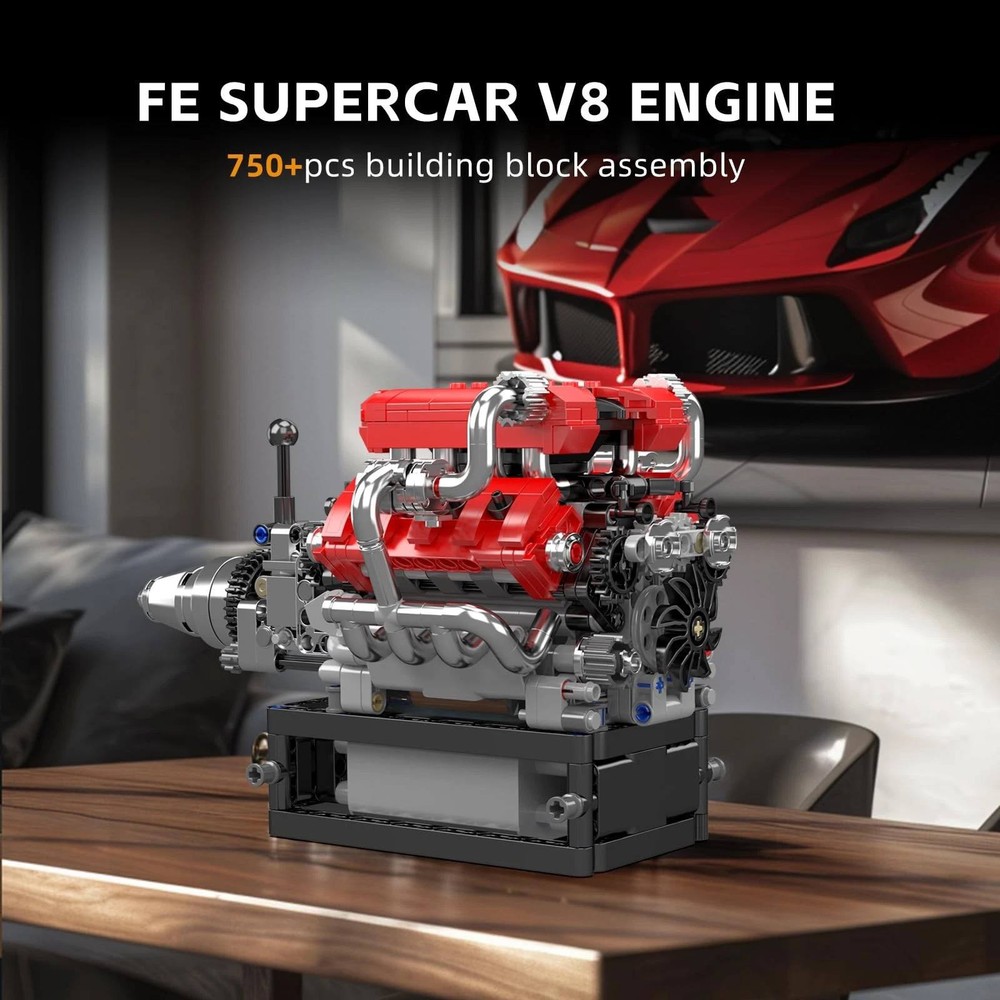 1pcs V8 Engine Motor Mechanical Engineering Model Building Block Gift Collection