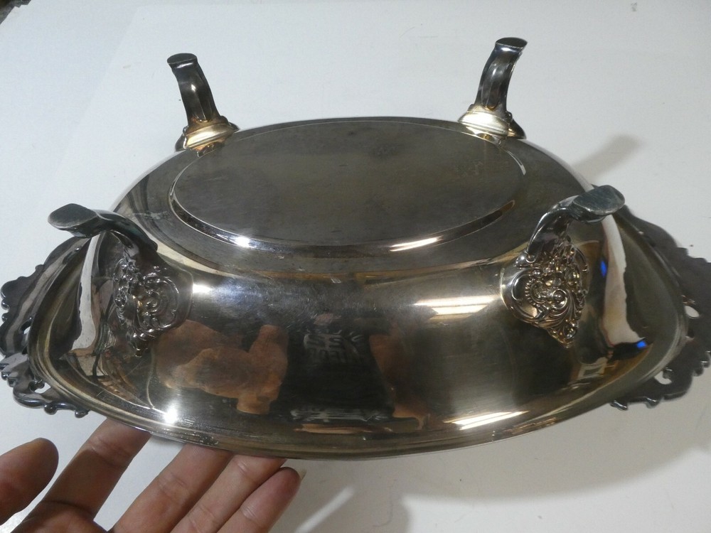 Wallace Silver Plate Baroque Pattern 16" Centerpiece Footed Fruit Bowl #1