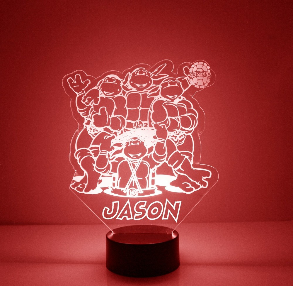 Ninja Turtles Light Up, Personalized TMNT LED Night Light Lamp, w/Remote Control