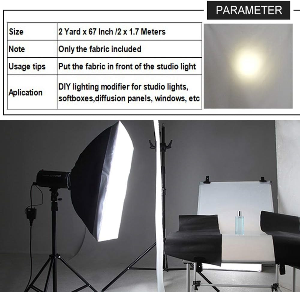 Meking Light Diffuser Diffusion Fabric 2 Yard X 67 Inch /2 X 1.7 Meters Nylon Si