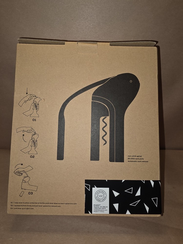 Mako Vertical Corkscrew Non Stick Vertical Spiral 20,000 Cork Pulls Premium