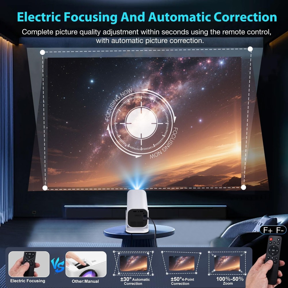 Projector,Mini Projector with Projector Stand,Bluetooth Projector 1080P Full ...