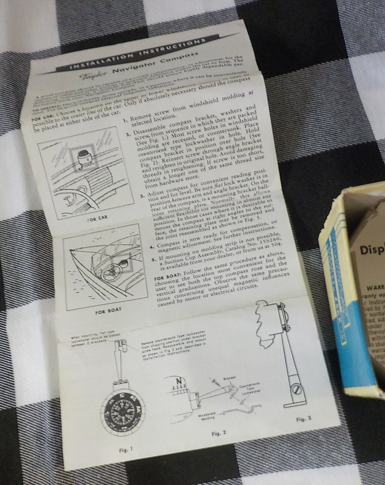 Taylor Navigator Compass Self-Illuminated 2957 w/Box & Instructions