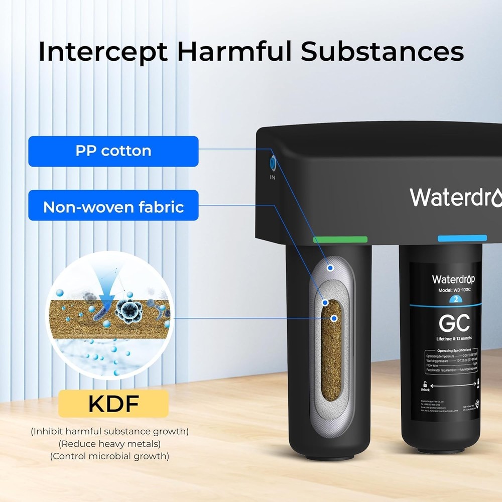 Waterdrop TSB-ALK 8 Layer Slightly Alkaline Under Sink Water Filter System