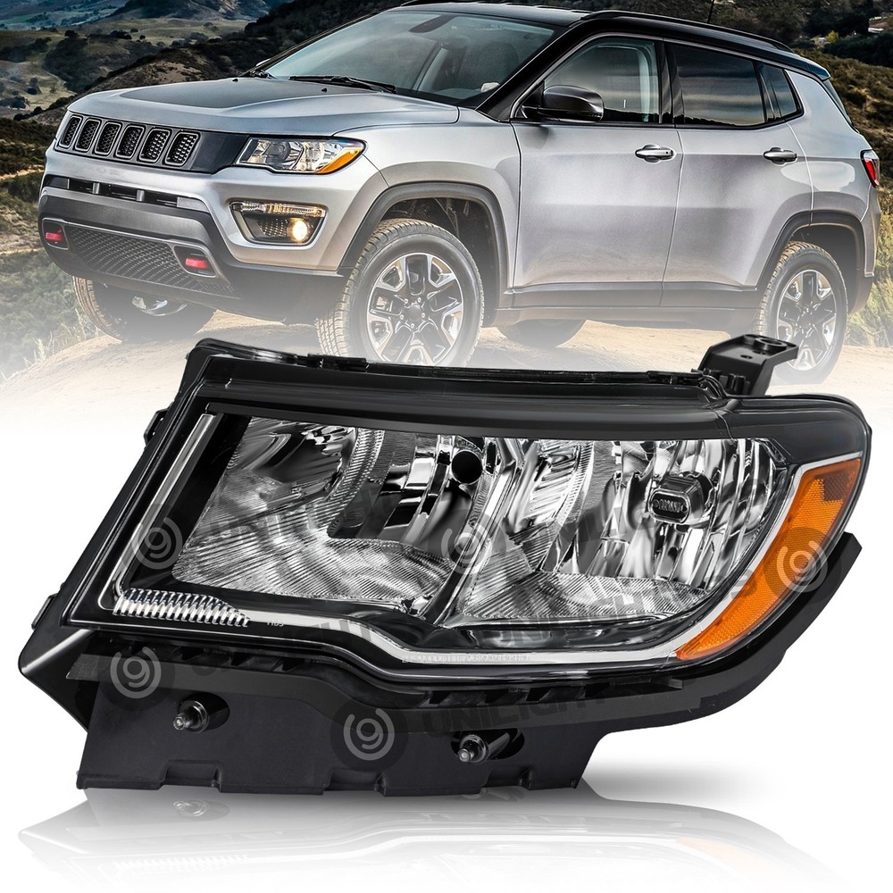 Halogen Headlight for 2017-2021 Jeep Compass OE Style Lamp Left Driver LH