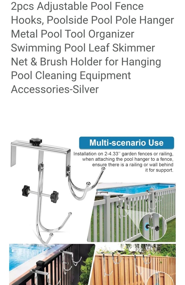 2pcs Adjustable Pool Fence Hooks.